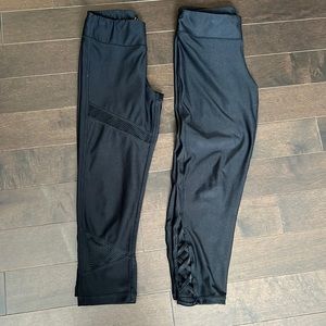 Two pairs Girls 90 degree by Reflex black cropped stretch yoga pants sz M & L